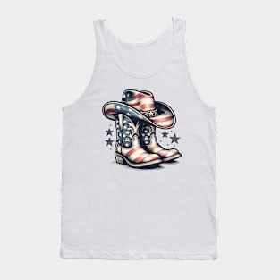 Toby Keith Hat And Shoes With Patriotic Accents Tank Top